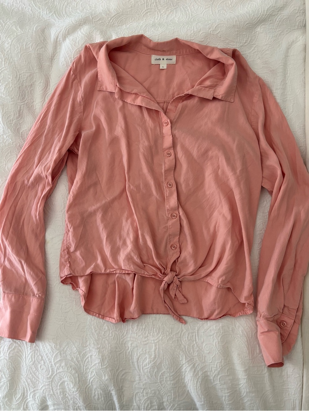 cloth & stone Soft Pink Button-Front Tie-Hem Shirt